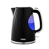 Tower T10083BLK Sonar Textured Kettle with Large Viewing Window &...