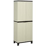 Outsunny Tall Plastic Utility Cabinet Garden Tool Shed Patio...