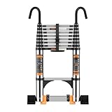 Telescopic Ladder,2.9M Stainless Steel Thickened High-Strength...