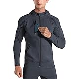 BROKIG Mens Zip Hoodies, Lightweight Running Gym Jacket Training...