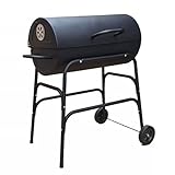 Oil Drum BBQ Grill Patio Charcoal Camping Barbecue Rounded...