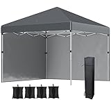 Outsunny 3 x 3 (M) Pop Up Gazebo, UPF 30+ with 2 Sidewalls, Leg...