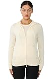 JENNIE LIU Women's 100% Pure Cashmere Long Sleeve Zip Hoodie...