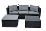 EVRE Malaga Black Rattan Garden Outdoor Furniture Wicker Set 4...