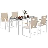 Outsunny 5 Piece Garden Table and Chairs, Outdoor Dining Set with...