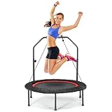 SPOTRAVEL 40' Mini Trampoline, Foldable Fitness Bouncer with 2...