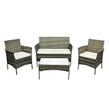 COZYBRITE Rattan Garden Furniture Sofa Set with Cover Coffee...