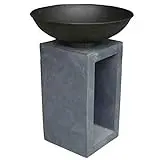 Charles Bentley Fire Pit with Metal Fire Bowl and Hollow Concrete...