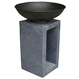 Charles Bentley Fire Pit with Metal Fire Bowl and Hollow Concrete...