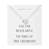 Philip Jones Sterling Silver Friendship Quote Knot Necklace