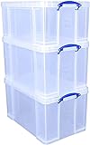 Really Useful Box 2x 84 Litre + 1x64 Litre Storage Box Clear,...
