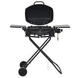 vidaXL Portable Gas BBQ Grill with Cooking Zone Black Garden...