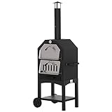 Outsunny Outdoor Garden Pizza Oven Charcoal BBQ Grill 3-Tier...