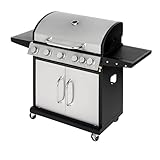 Woodland Grill 5 Burner Gas BBQ With 1 Side Burner – Cast Iron...