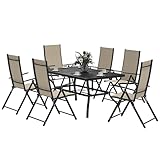 Outsunny 7 Pieces Garden Dining Set, 6 Seater Garden Furniture...
