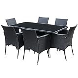 Outsunny Rattan Garden Furniture Dining Set 6-seater Patio...