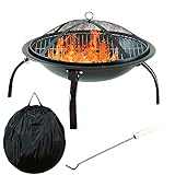Neo® Large Black Fire Pit Folding Steel BBQ Camping Garden Patio...