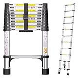 Telescopic Ladder, 3.2M Stainless Steel Loft Ladder with Non-Slip...