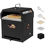 PIZZELLO Outdoor Pizza Oven 4 in 1 Wood Fired 2-Layer Detachable...