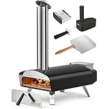Mimiuo Outdoor Wood & Pellet Fired Pizza Oven for Garden, Black...