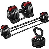 Yaheetech Adjustable Dumbbell 3 in 1 Dumbbell Weight Set 24KG...