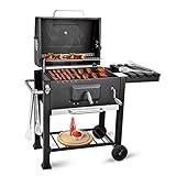 bigzzia BBQ Grill Charcoal Barbecue Grill with Side Shelf and...