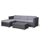 EVRE California Rattan Garden Furniture Set 5 Piece 3 Seater Sofa...