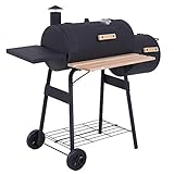 Outsunny Charcoal Barbecue Grill with Offset Smoker, Barrel BBQ...