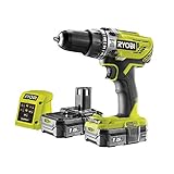 Ryobi R18PD3-215GZ 18 V ONE+ Cordless Combi Drill Starter Kit (2...