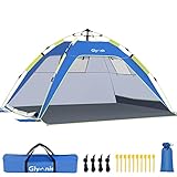 Glymnis Beach Tent 3-4 Person Large Pop Up Beach Tents for...