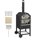 Outsunny 2-in-1 Outdoor Pizza Oven, 3-Tier Freestanding Charcoal...