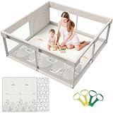 Baby Playpen, Fence for Baby with mat,59x59inch Play Pen for Baby...