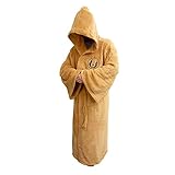 Star Wars Jedi Fleece Robe Tan Logo Adult, Size Large