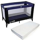 iSafe Rest & Play Luxury Travel Cot/Playpen - Navy (Black/Navy)...