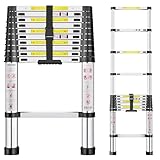 Telescopic Ladder, 3.2M Stainless Steel Thickened High-Strength...