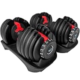 BRAINGAIN 15-in-1 Adjustable Dumbbells Set 24kg Pair | Space...