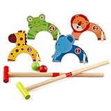 Wondertoys Wooden Animals Croquet Set Golf Toys with 2 Balls...