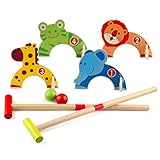 Wondertoys Wooden Animals Croquet Set Golf Toys with 2 Balls...