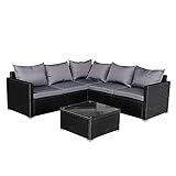 Panana Rattan Furniture Set 5 Seater Lounge Corner Sofa Set with...