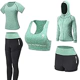 Women's 5pcs Yoga Suit Sportsuits Running Jogging Gym Workout...