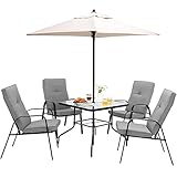COSTWAY 6 Piece Patio Dining Set, Garden Furniture Set with 4...
