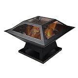 Hortus Metal Square Firepit Table Backyard Patio Garden Stove...