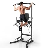 Dskeuzeew Power Tower Dip Station Pull Up Bar, Adjustable Height...