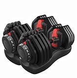 HAKENO 2x24kg Adjustable Dumbbell 15 in 1 Weight Set with Fast...