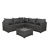 Panana Rattan Furniture Set 5 Seater Lounge Corner Sofa Set with...