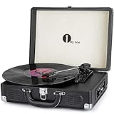 1 BY ONE Belt-Drive 3-Speed Portable Record Player Bluetooth...
