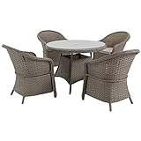 Outsunny 5 Pieces Outdoor Patio PE Rattan Dining Set, Four Seater...