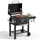 DKIEI Barbecue Grill, Portable Charcoal BBQ Grill with Wheel &...