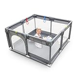 Kidoola Baby Playpen with Padded Frame & Mesh Walls, Balls & Pull...