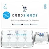 Deep Sleeps Silicone Ear Plugs for Sleeping, 7 Pairs - 27dB Sleep...